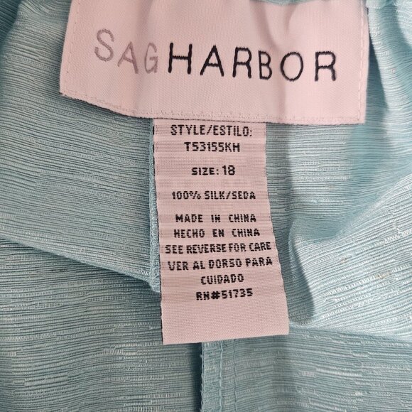 Sag Harbor 100% Silk Textured Blue Dress Pants Size 18 - Picture 7 of 9